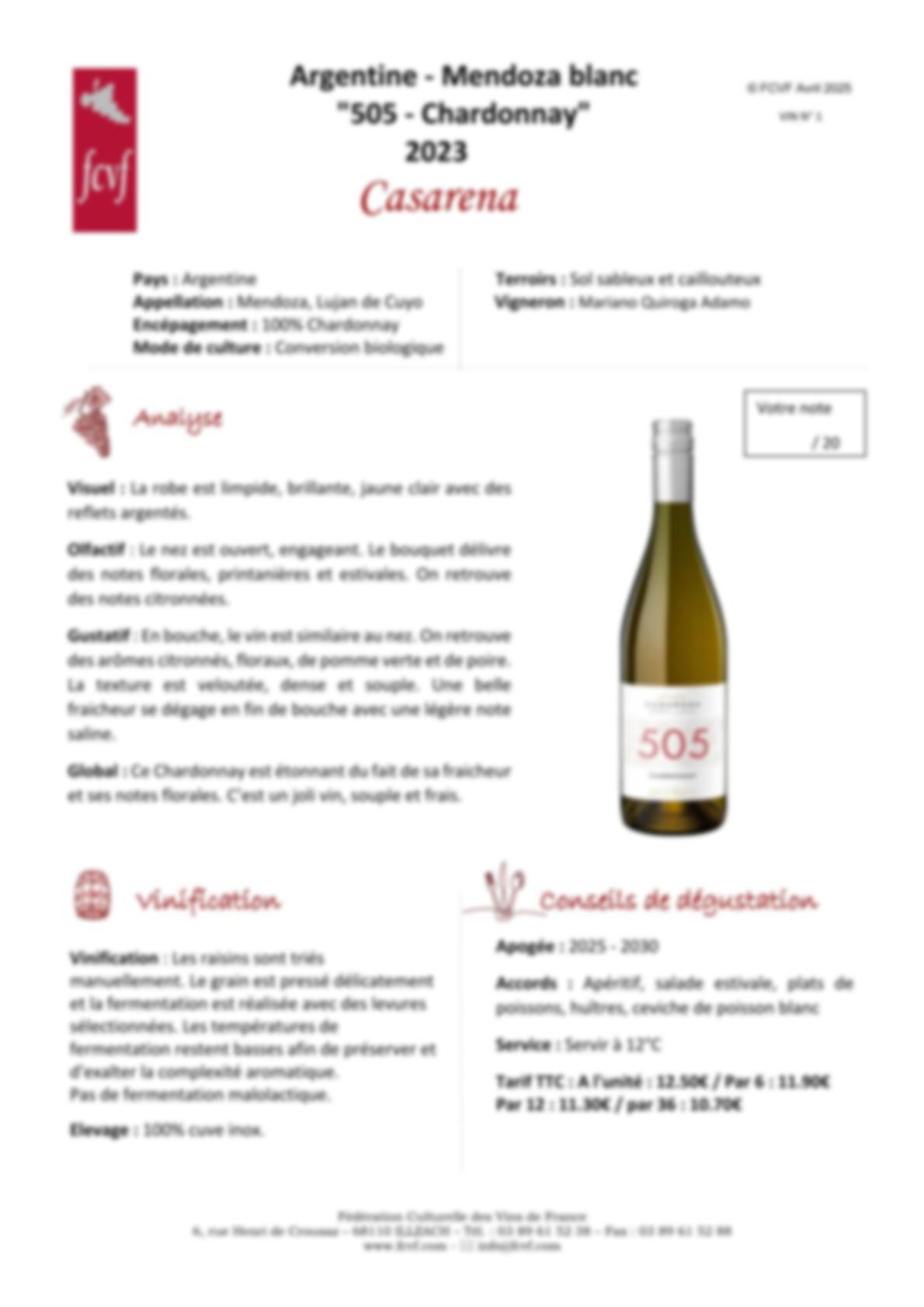 Fiche de dégustation 