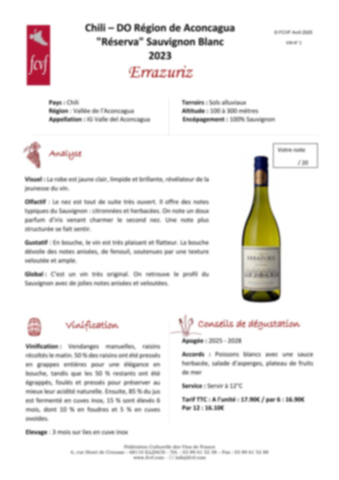 Fiche de dégustation 