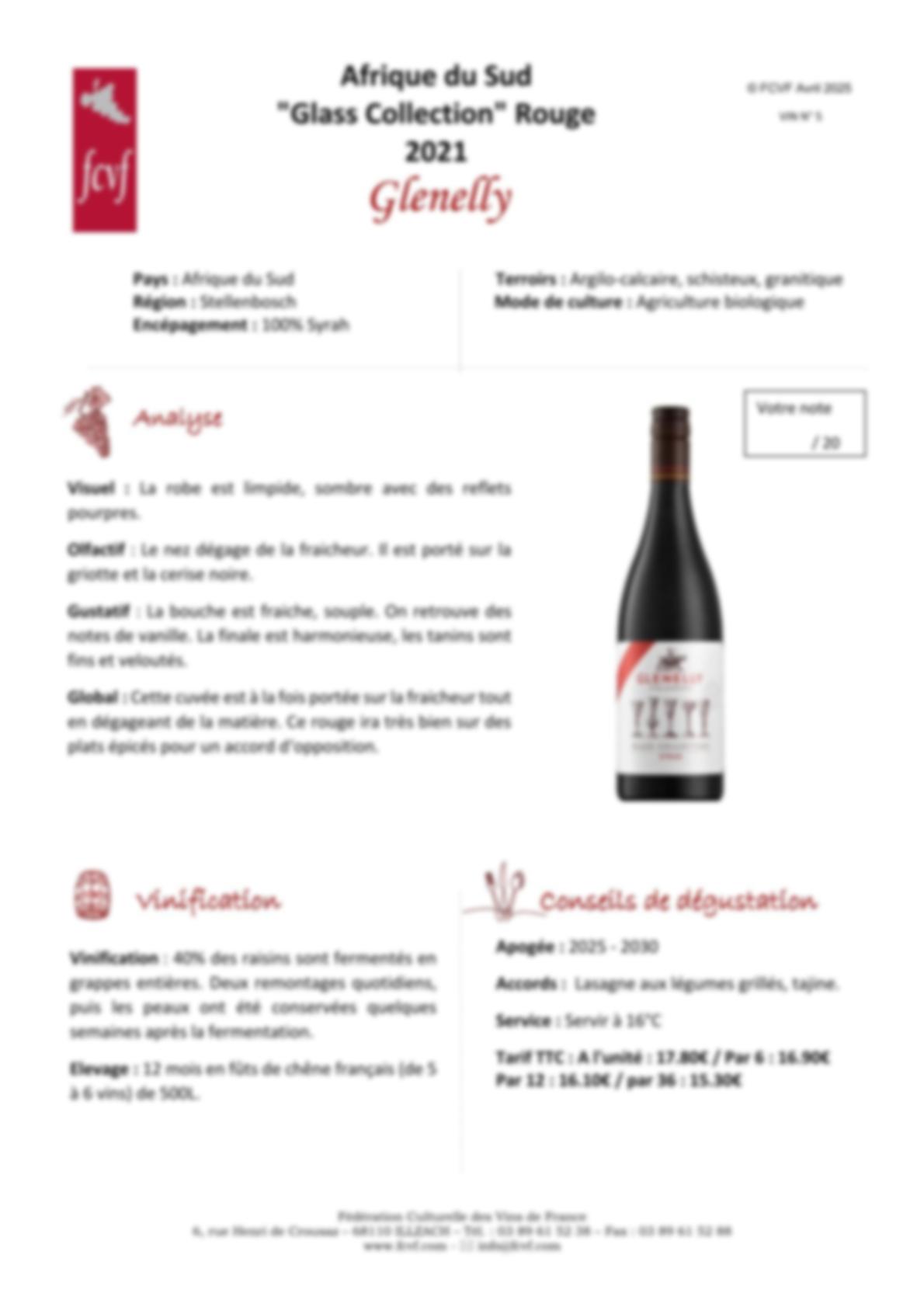 Fiche de dégustation 