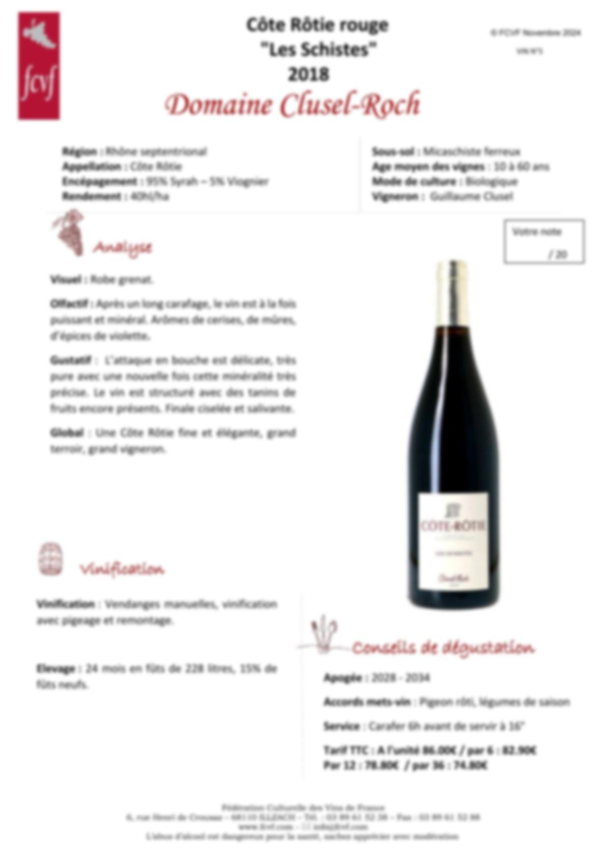 Fiche de dégustation  rouge 
