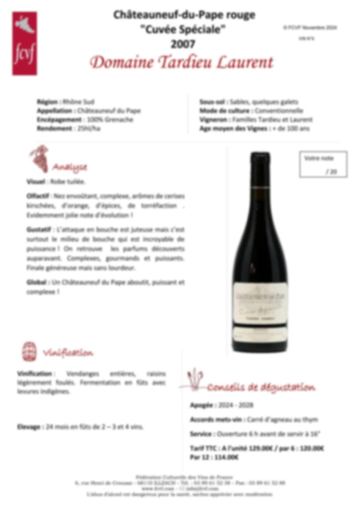 Fiche de dégustation 