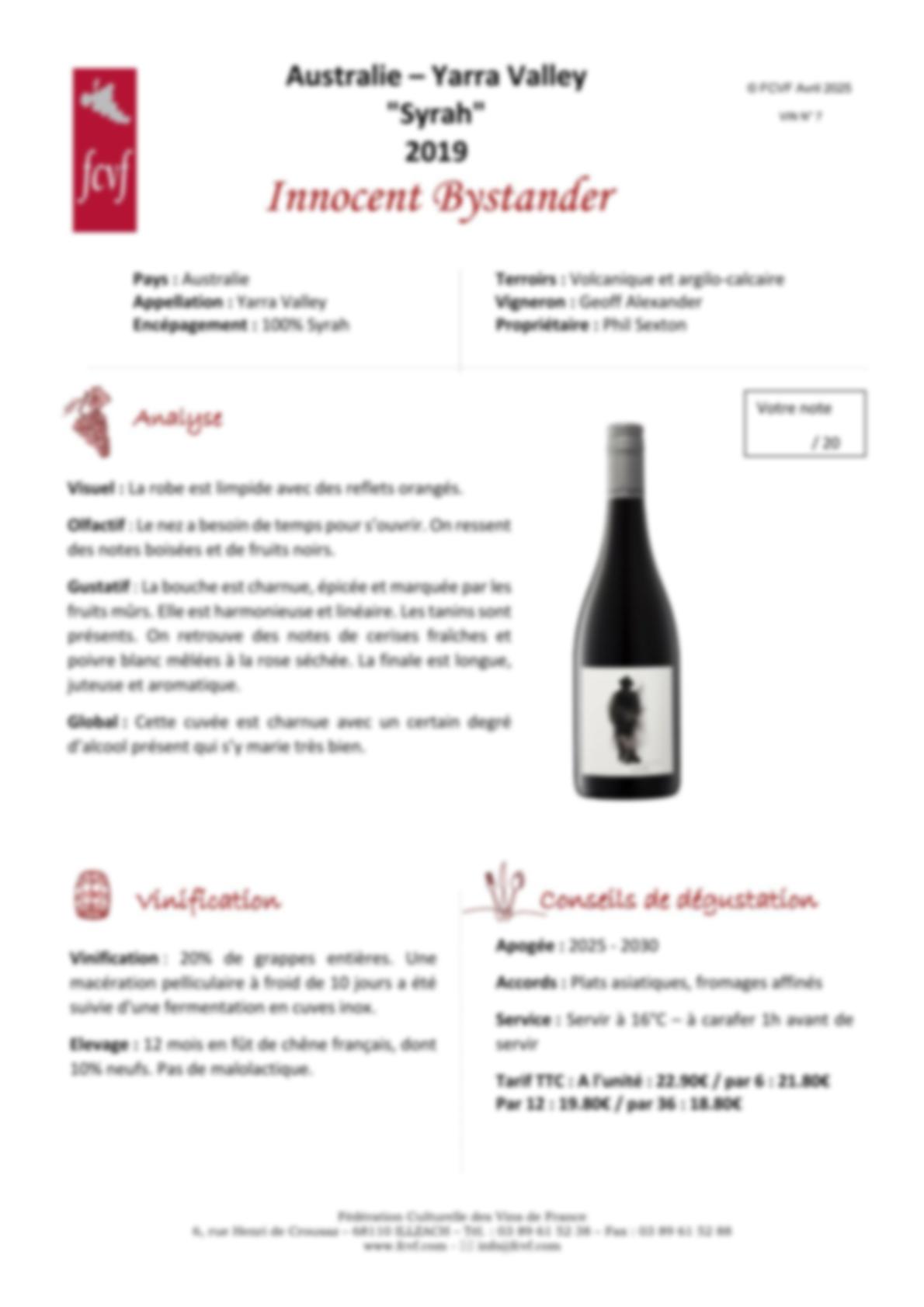 Fiche de dégustation 