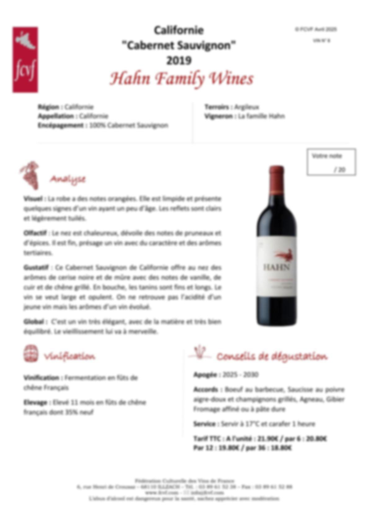 Fiche de dégustation 