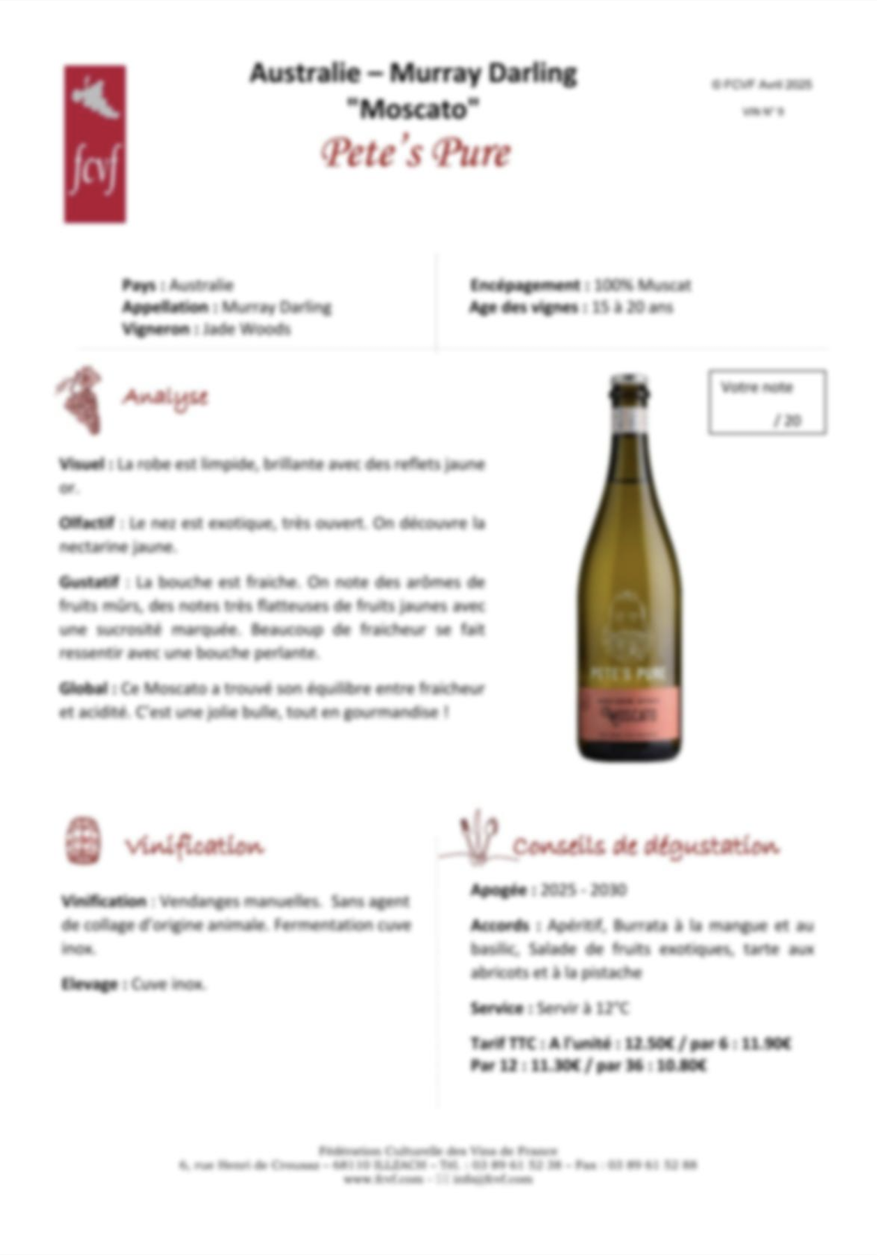 Fiche de dégustation 