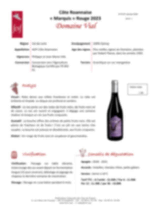 Fiche de dégustation Domaine Vial