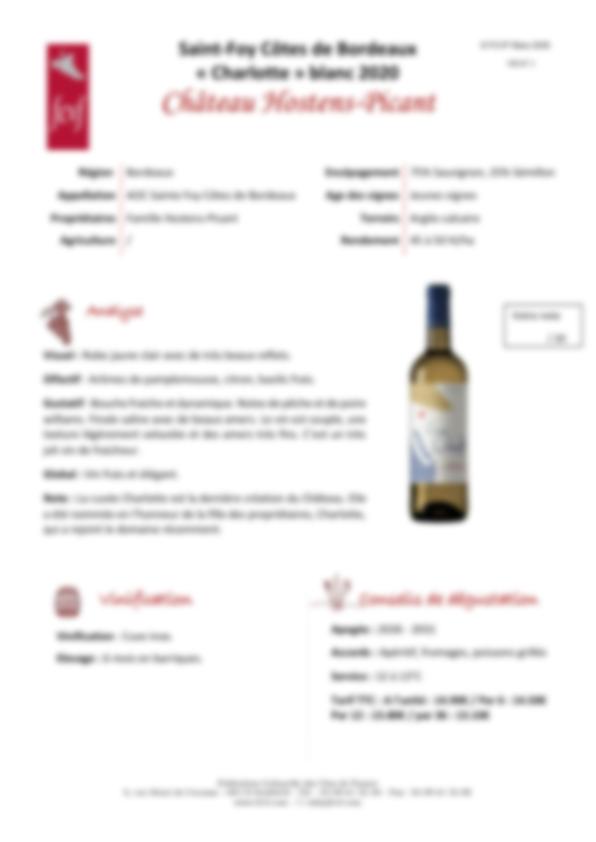 Fiche de dégustation Château Hostens Picant