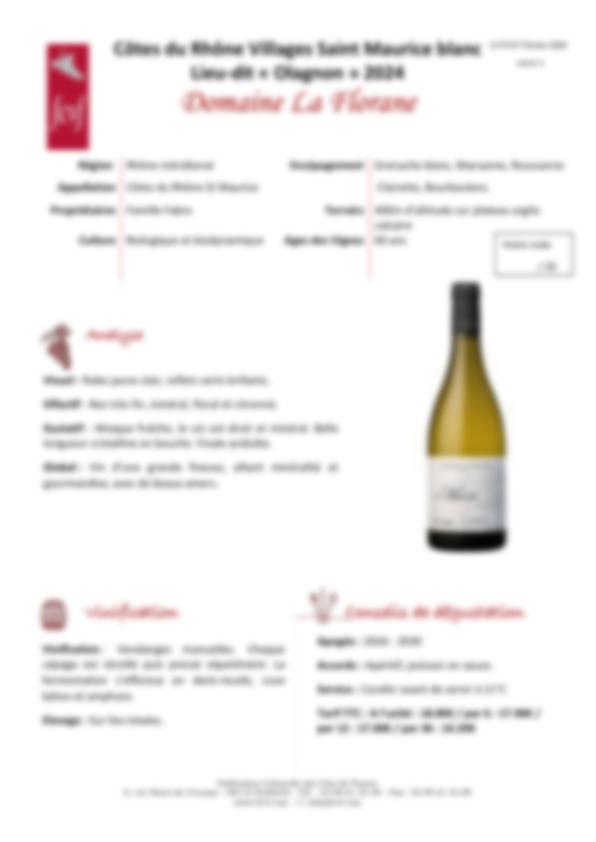 Fiche de dégustation Domaine La Florane