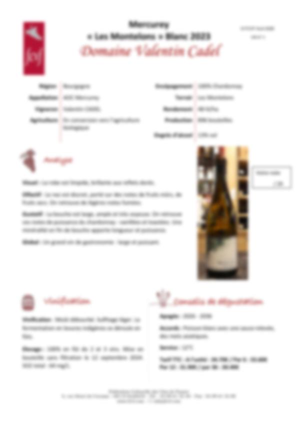 Fiche de dégustation Domaine la Tour Saint Hilaire