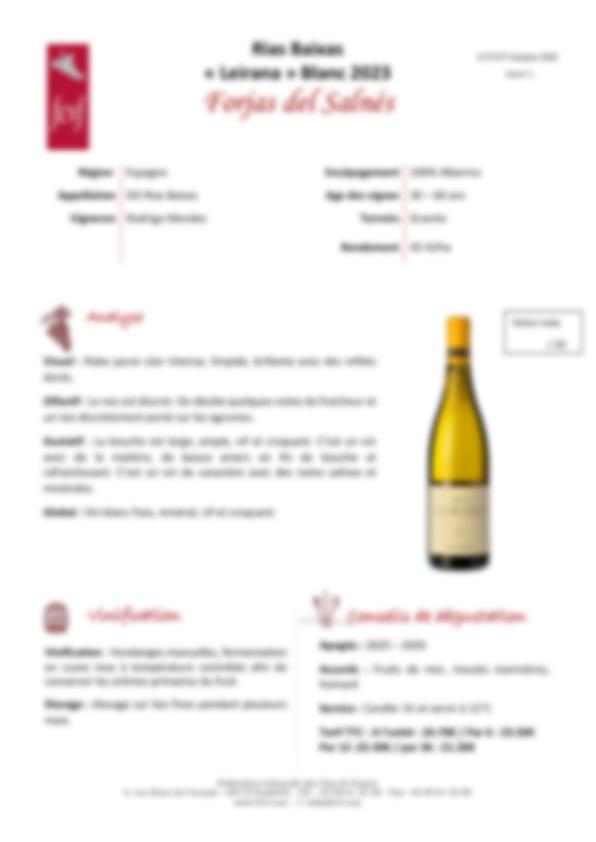 Fiche de dégustation Bodegas Forjas del Salnes 2023