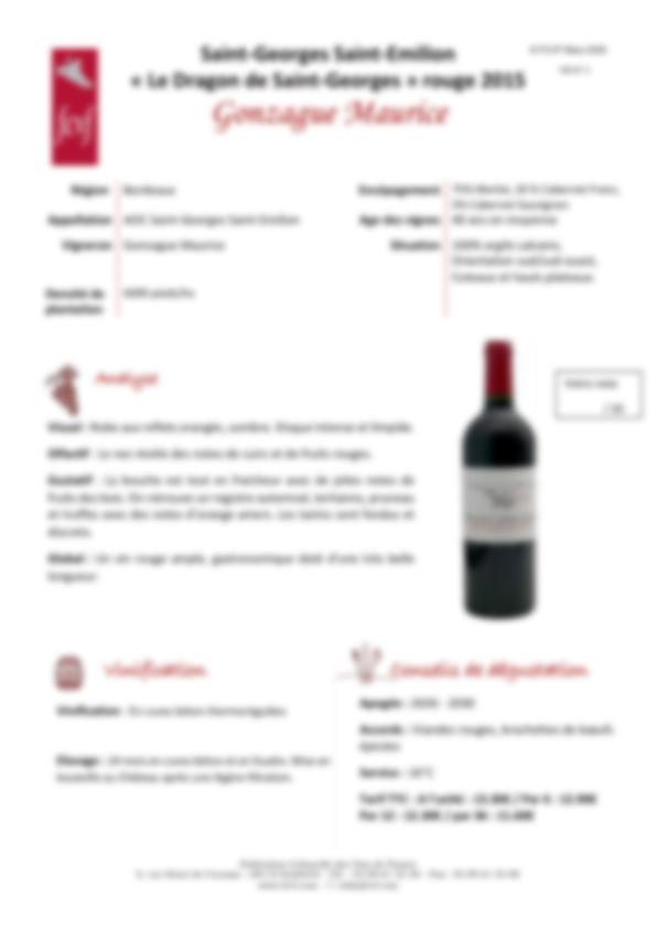Fiche de dégustation Le Dragon de Saint Georges – Gonzague Maurice