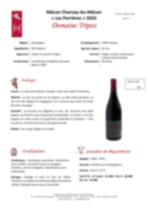 Fiche de dégustation Domaine Tripoz