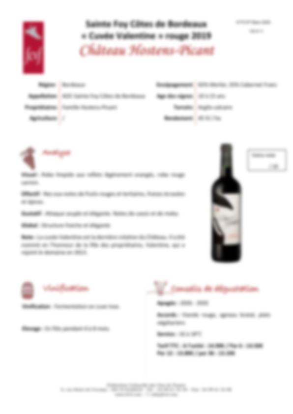 Fiche de dégustation Château Hostens Picant