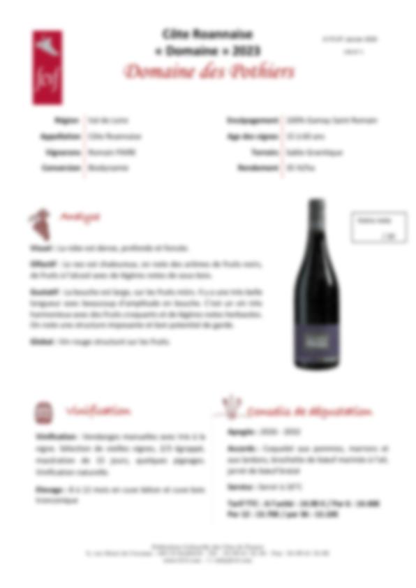 Fiche de dégustation Domaine des Pothiers