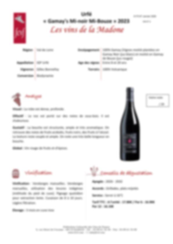 Fiche de dégustation Domaine La Madone