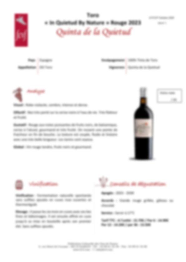Fiche de dégustation Quinta de la Quietud