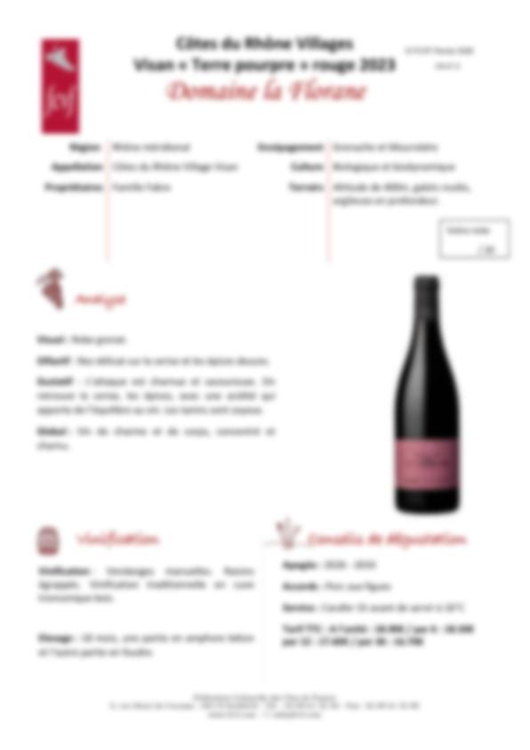 Fiche de dégustation Domaine la Florane
