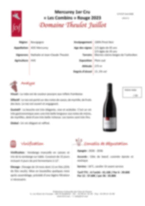 Fiche de dégustation Domaine Theulot