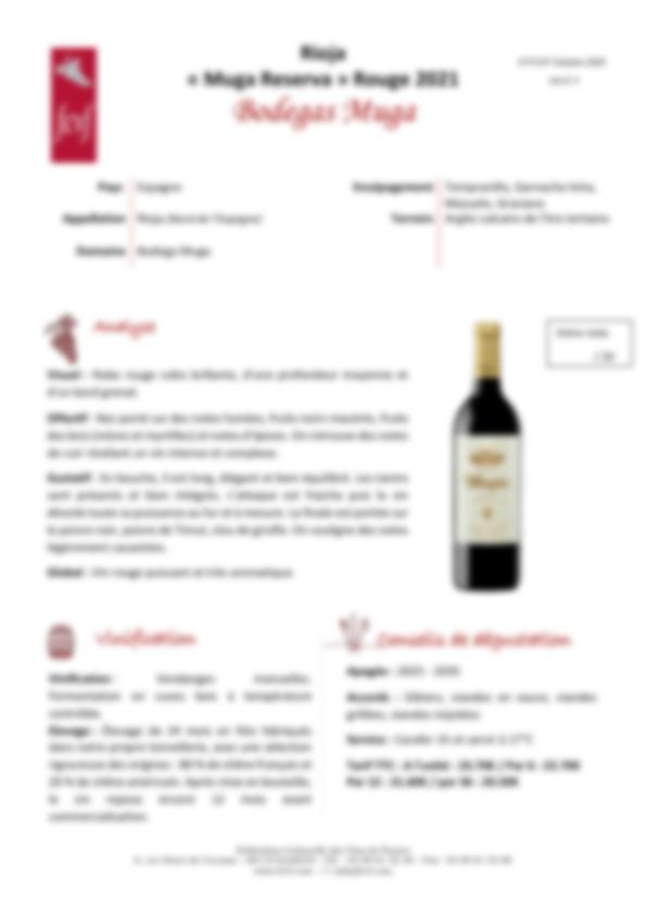 Fiche de dégustation Bodegas Muga