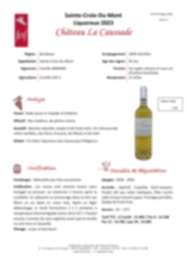 Fiche de dégustation Château la Caussade