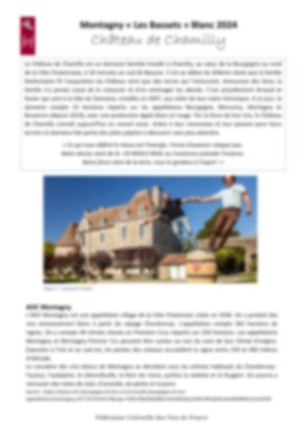 Fiche de dégustation Château de Chamilly