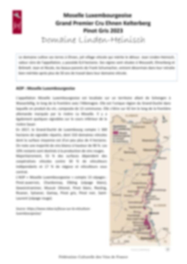Fiche de dégustation Domaine Linden-Heinisch 2023