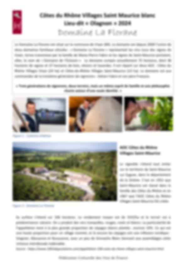 Fiche de dégustation Domaine La Florane