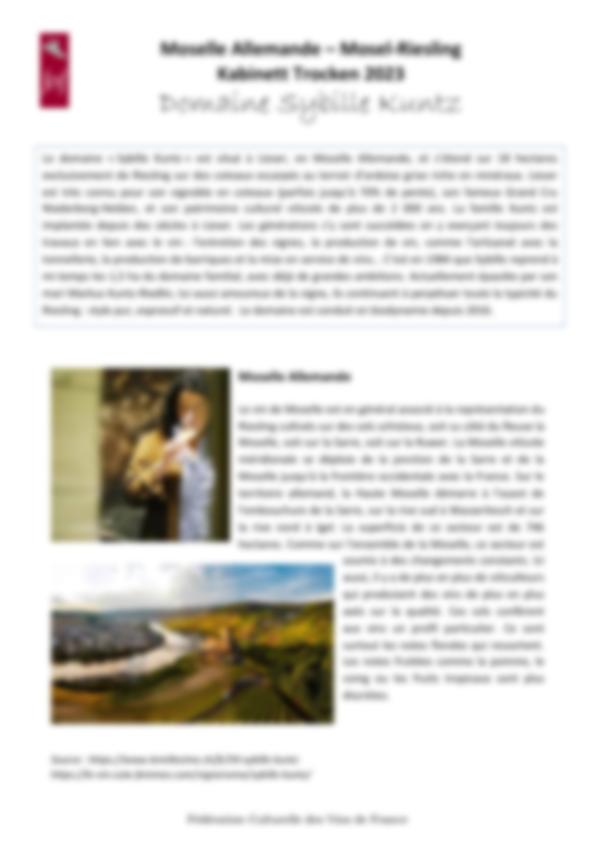 Fiche de dégustation Weingut Sybille Kuntz 2023