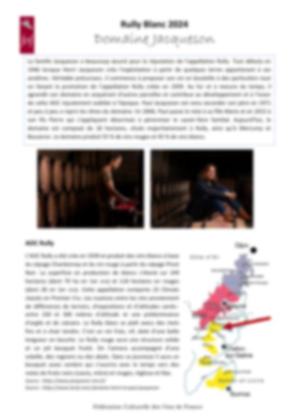 Fiche de dégustation Domaine Jacqueson