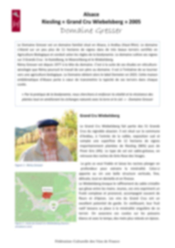 Fiche de dégustation Domaine Gresser