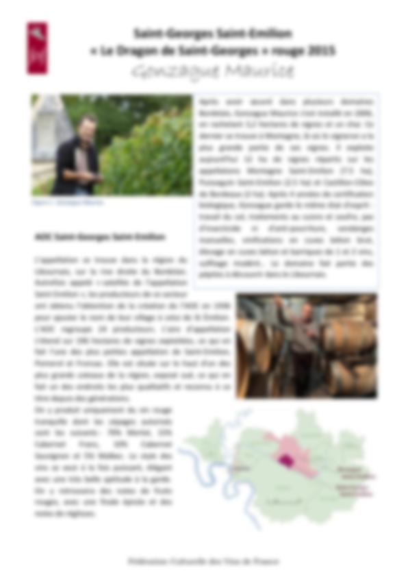 Fiche de dégustation Le Dragon de Saint Georges – Gonzague Maurice