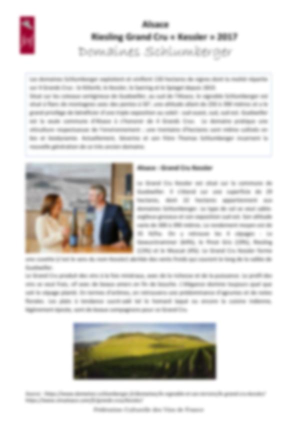 Fiche de dégustation Domaines Schlumberger 2017