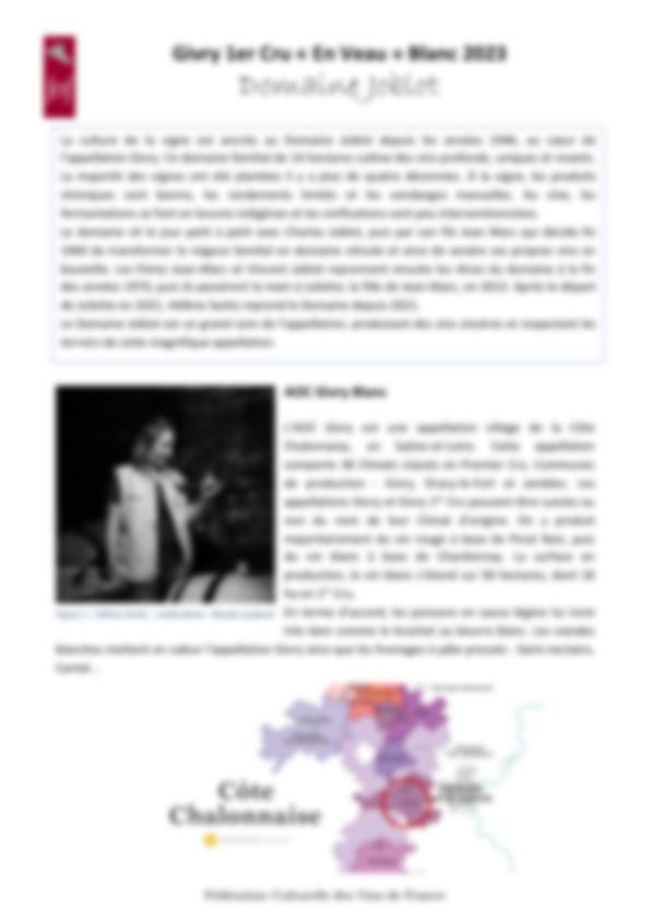 Fiche de dégustation Domaine Joblot