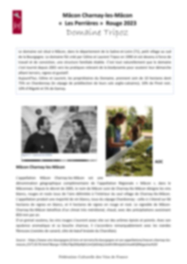 Fiche de dégustation Domaine Tripoz