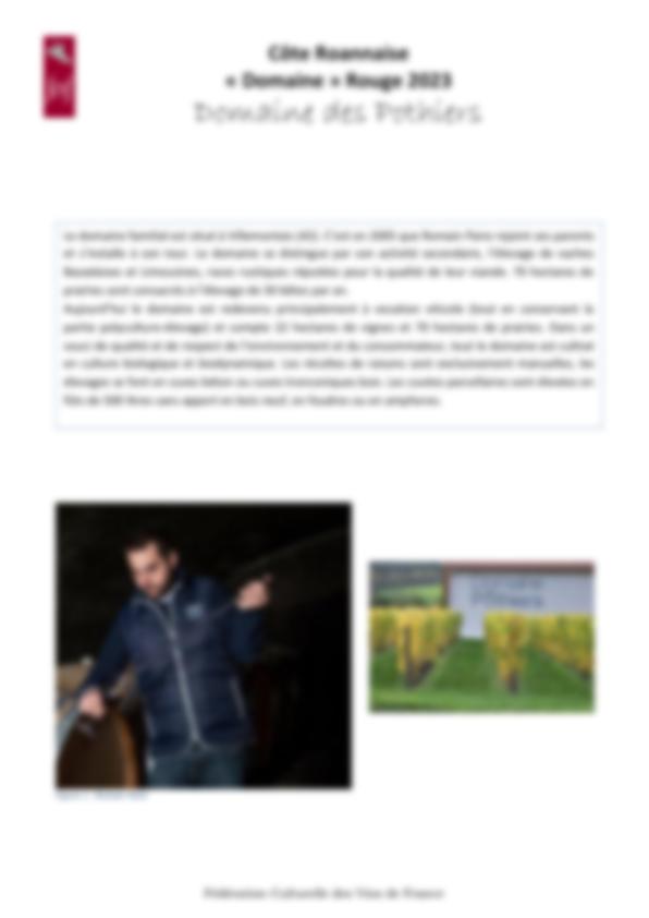 Fiche de dégustation Domaine des Pothiers
