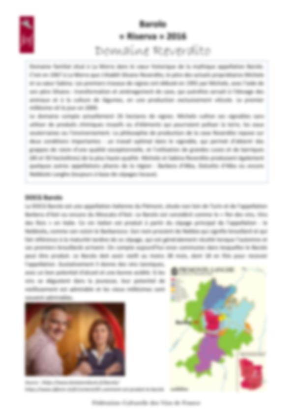 Fiche de dégustation Reverdito