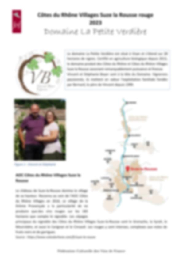 Fiche de dégustation Domaine de la petite Verdière