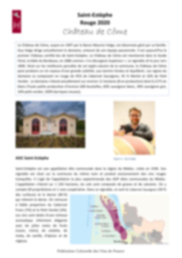 Fiche de dégustation Château de Come