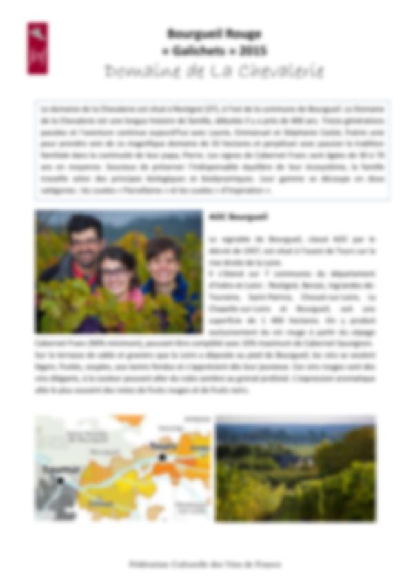Fiche de dégustation Domaine de la Chevalerie