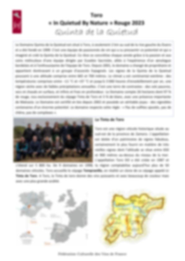 Fiche de dégustation Quinta de la Quietud