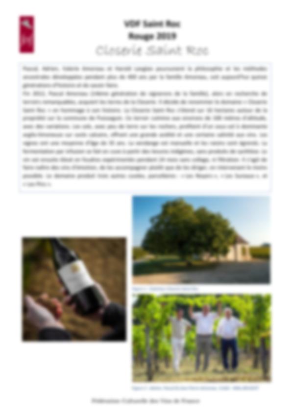 Fiche de dégustation Closerie Saint Roc