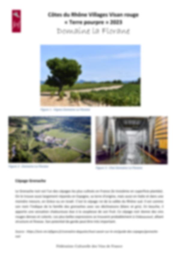 Fiche de dégustation Domaine la Florane