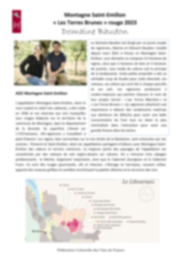 Fiche de dégustation Domaine Baudon