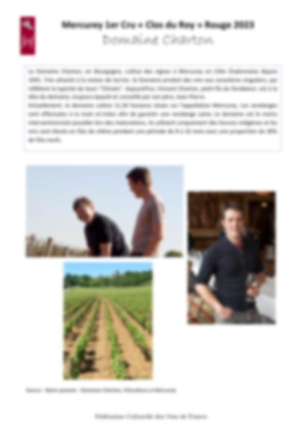 Fiche de dégustation Domaine Charton