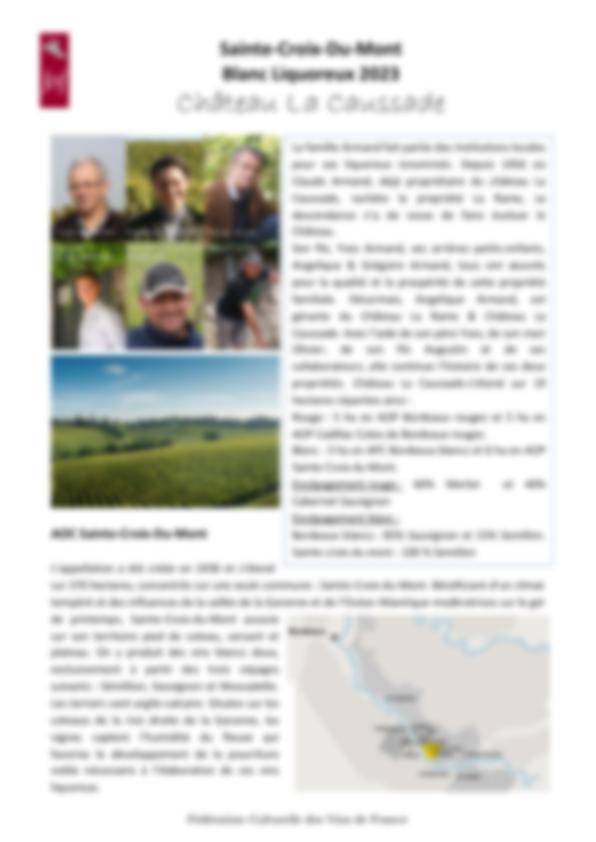 Fiche de dégustation Château la Caussade